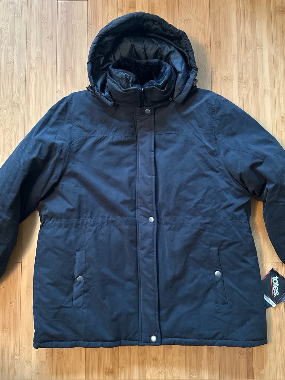 NWT Totes Womens Winter Parka Coat Hooded Insulated Jacket Waterproof Black XL
